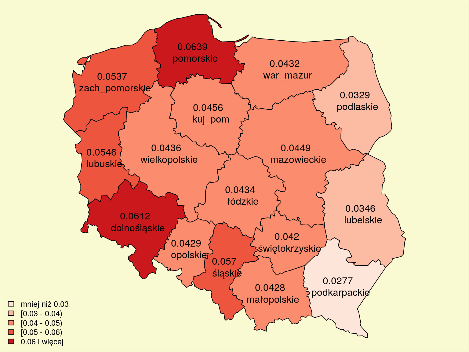 Częstość przestępstw w 2009 r.